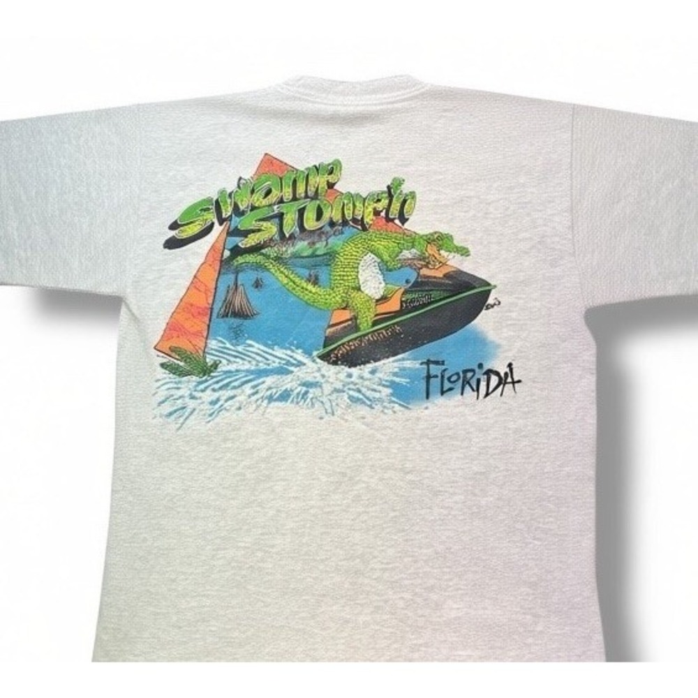 Vintage 90s Alligator Jet Ski T Shirt Double Sided Single Stitch USA Medium